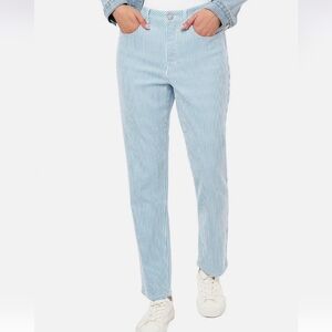 Seven7 90's Straight Women's High Rise Jeans, Blue Stripe